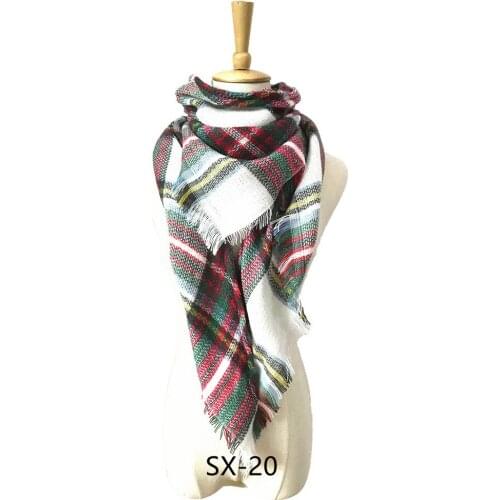 Febelle Winter Women Scarf Luxury Brand Plaid Warm Cashmere Shawls Pashmina Wrap Triangular Scarf for Girls Poncho