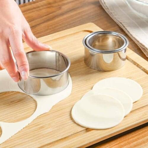 3PCS Round/Flower Shaped Dough Cutting Tool Kitchen Gadgets Stainless Steel Dumplings Cutter Portable Dumplings Wrappers Molds