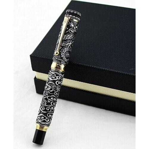 Jinhao Vintage Luxurious Golden Metal Fountain Pen Noble Gift Box, luxury Dragon Ink Pens Collection