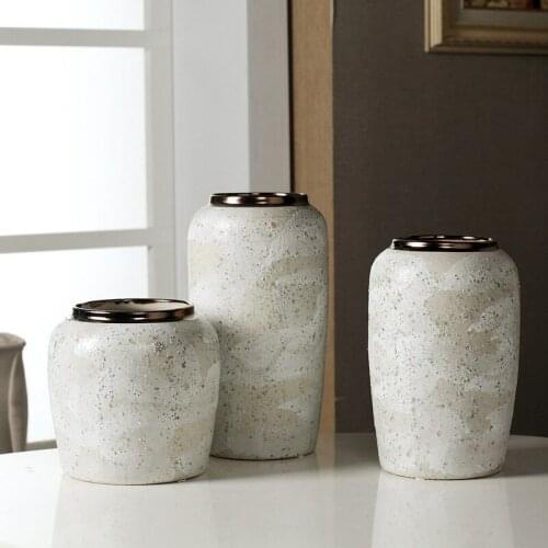 Jingdezhen Ceramic Vase Grey Frosted Home Desktop Flower Arrangement Accessories Decoration Ornaments Living Room Flower Vase