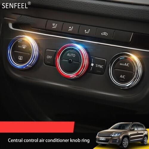 3pcs For Volkswagen VW Tiguan 2019 2018 Passat Air Conditioning Knob Decorative Cover Mouldings Refit Accessories Car Styling