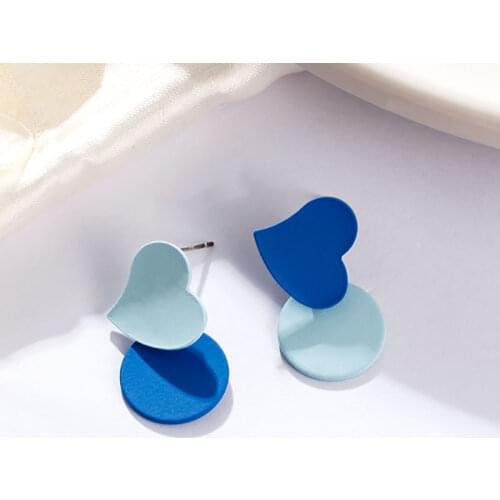 Korean Acrylic Heart Drop Earrings For Women Geometric Statement Hanging Dangle Earrings 2021 Trend Fashion Accessories Jewelry