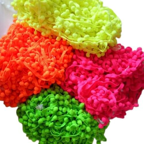 12mm Bright color Pompon Ball Trims Ribbon DIY Sewing Accessory Lace for curtains 2y/lot