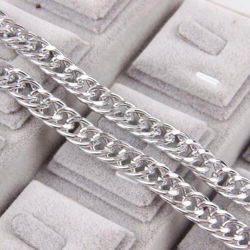 Aluminum 2x10.4x14mm Metal Silver Necklace Curb Chains Bulk Fit Bracelets Findings Double Open Link Chain For DIY Jewelry Making