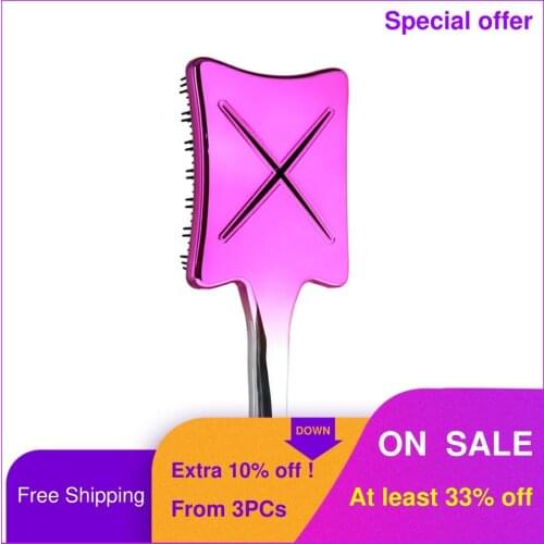 DREWTI Fashion Girls Boutique Hairbrush Square Colorful Paddle Brush Gradient Color HandleHigh-quality Styling Tool Hair Comb