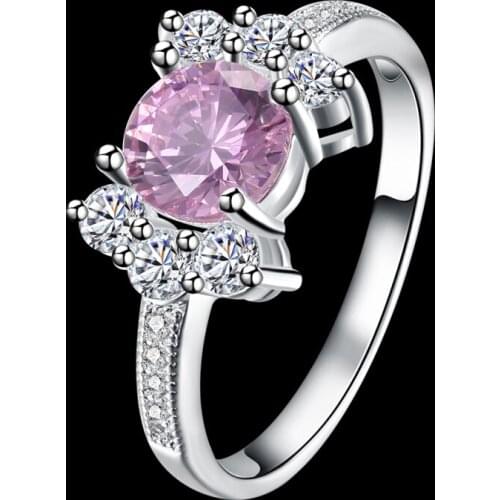 Garilina Fashion Romantic flower shaped Pink stone Morganite love ladies Anniversary ring AR2237