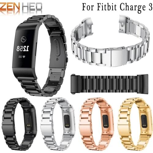 Fashion Stainless Steel Watch band Strap For Fitbit Charge 3 link bracelet Replacement Watchband For Fitbit Charge 3 Luxury Band