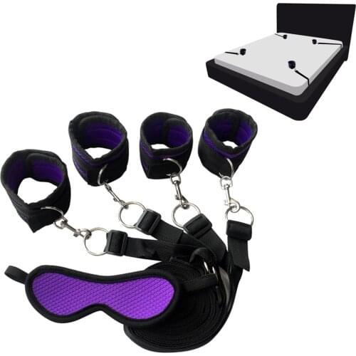 Sex Toys For Couples BDSM Bondage Set Under Bed Restraint Strap Handcuffs & Ankle Cuffs & Eye Mask Adults Games Erotic Products