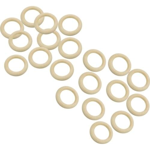 20 Pieces Unfinished Round Wooden Ring Loop Jewelry Making Findings for DIY Crafts Woodcrafts - 50mm
