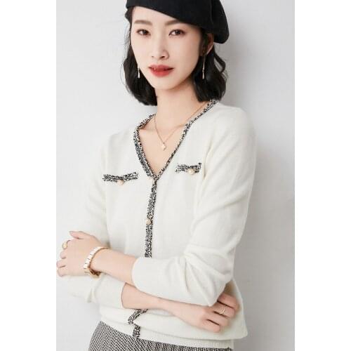 Womens 2021 New Fringe Edge Pearl Buckle T-shirt Temperament Ice Silk Sweater Coat 60123