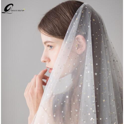 New Ivory Stars velos de novia Wedding Veil Long With Comb Two-Layers Bridal Veil Wedding Accessories
