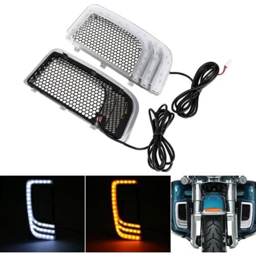 Motorcycle Fairing Lower Grills LED Turn Signal For Harley Touring Road King Street Electra Glide 2014-2021