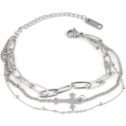 Punk Stainless Steel Bracelet For Women coin Pendant Thick Chain Bracelet Charm bracelets Party Jewelry Gift friends