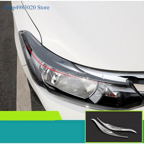Car front head Light lamp eyebrow hood Molding frame stick ABS Chrome trim 2pcs For Toyota Vios/Yaris sedan 2014 2015 2016