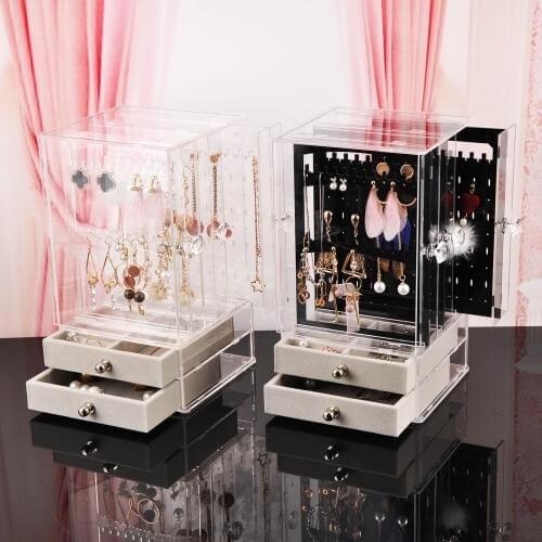 Necklace Earrings Display Stand Hanger Holder Jewelry Storage Case Box Organizer with 5 Drawers for Girls Women