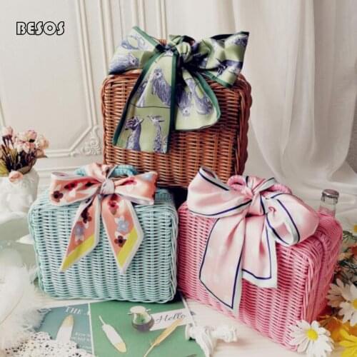 Handmade Rattan Large Size Candy Color Hand Luggage Gift Box Party Outdoor Wedding Baby Clothes Toy Packing Decoration Gift Box