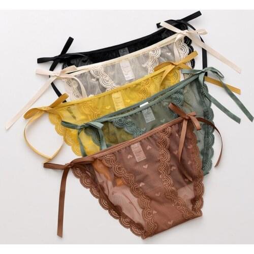 Sexy Lace Panties For Women Underwear Fashion Heart Lingerie Low-Rise Breathable Hollow Out Transparent Temptation Briefs S1508