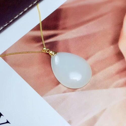 SHILOVEM 18k yellow gold Natural white Jasper pendants classic fine Jewelry plant new wedding no necklace 18*25mm mz1825005hby