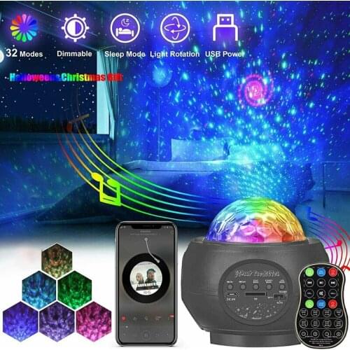 LED Galaxy Projector Light Starry Sky Night Light USB Music Player Remote Star Rotating Night Light for Indoor Bedroom Lamp