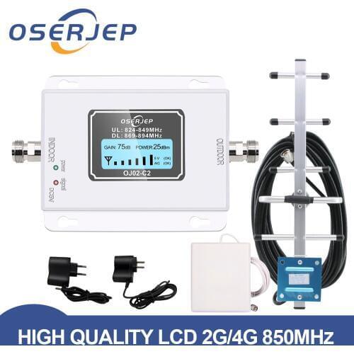 Gain70dB CDMA Signal Amplifier LTE Band 5(850 CDMA) Signal Repeater GSM CDMA 850MHz Mobile Phone Signal Booster with LCD Display