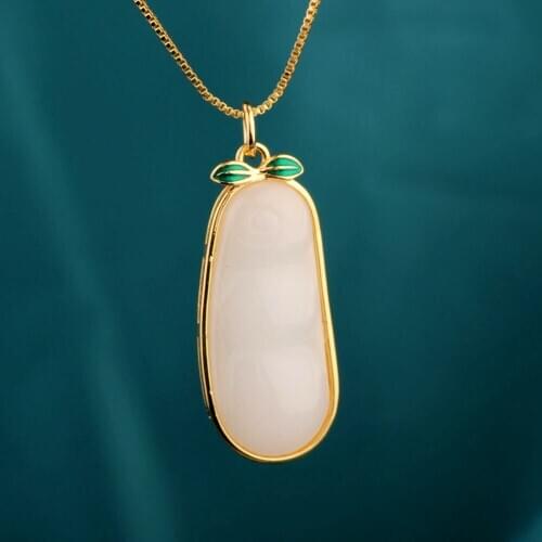 Vintage pea pendant necklace with fashionable Chinese style , Ethnic enamel chain necklace,pendants jewelry For womens