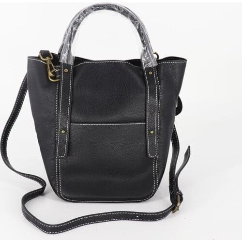 Vintage Bucket Bag Female Genuine Leather Handbags & Liner Bags Designer Cowhide Leather Shoulder Crossbody Bag For Women 2020