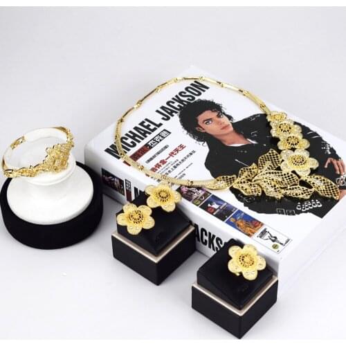 Sakura Love Africa Jewelry Set Bride Fashion Dubai Gold Bracelet Necklace Glamour Woman Earrings Morocco Banquet Wedding Gift