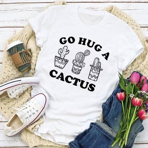 Women Graphic Cactus Plant 90s Short Sleeve Fashion Print Summer T-Shirt Tops Lady Womens Clothing Clothes Tee Female T Shirt