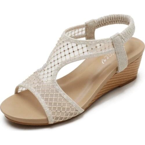 Vintage Women Comfortable Wedges Sandals Luxury High Heels Sandals For Women Fashion Lady Peep Toe Boho Shoes 2021 Summer New