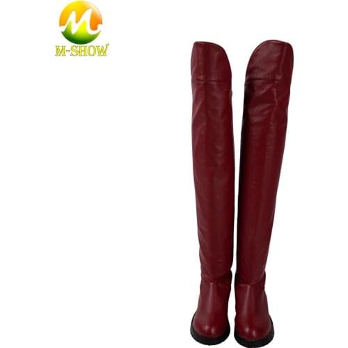 Woman Fancy Boots Kara Zor El Cosplay Costume Shoes Luxious Red Faux Leather Boots for Adult Women Any Size