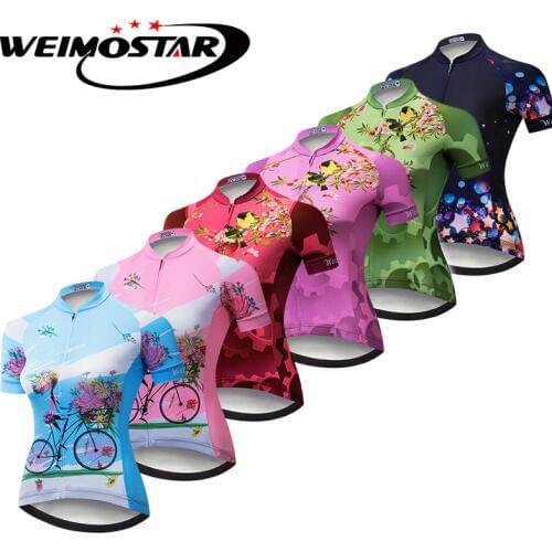 Weimostar Cycling Jersey Women downhill jersey maillot ciclismo mtb Jersey Tops Racing Bicycle Blue Pink Clothes Quick-Dry