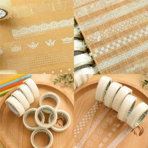 5pcs DIY Washi Paper Lace Decorative Sticky Sticker Paper Masking Adhesive Tape