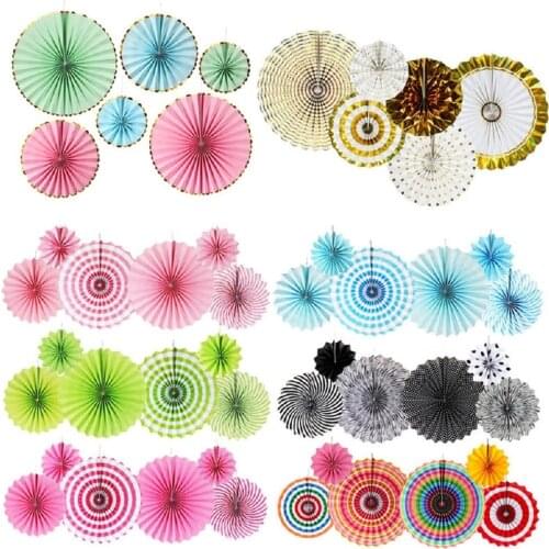 6pcs/8pcs Rose Gold Pink Blue Silver Tissue Paper Fans Flowers Balls For Birthday Party Wedding Decorations