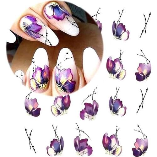 8Sheets Flower Petal Nail Art Water Transfer Decals Stickers DIY Nail Decoration Make your nail fashionable, great for dating