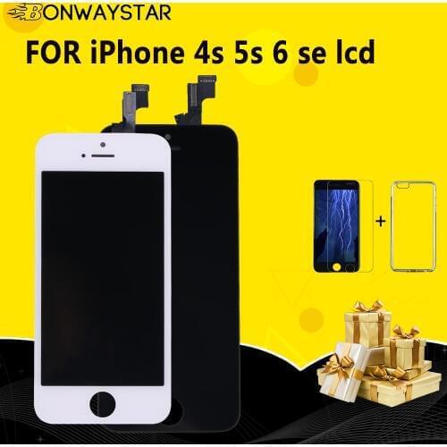 AAA++ Quality For iPhone 5S 6 4S LCD Touch Screen Assembly 100% Brand New Display LCD for iPhone SE Screen Tempered Glass+TUP