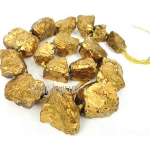 BE1700 Mystic Gold Titanium Quartz Crystal Rough Nugget bead,Gold Rock crystal pendant Beads 17-23x19-28mm