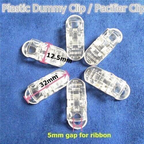 Chenkai 500pcs Clear O shape Plastic Baby Pacifier Chain Holder Clips Lanyard dummy clips aligator Suspender Clip for 5mm ribbon