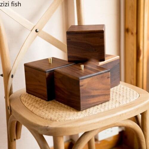 Black Walnut Classical Desktop Storage Box Sundry Storage Box Underwear Cosmetic Jewelry Organizer Desktop Decoration Accessory