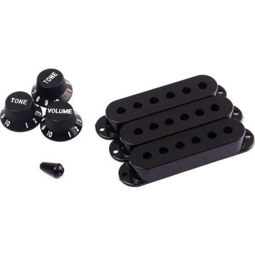 Black Guitar Parts Set Switch tip Single Coil Pickup Cover 1 Volume 2 Tone Knobs