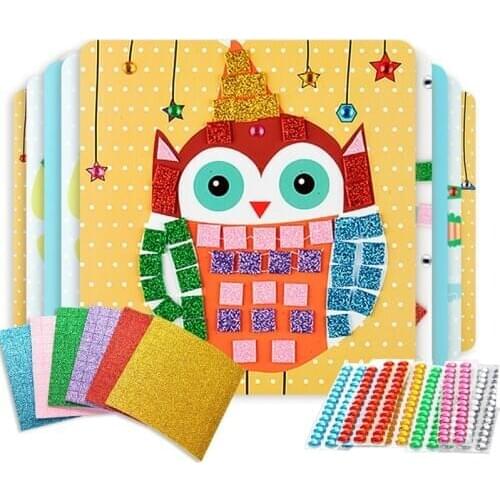 Kids Cute 3D Cartoon Mosaic Stickers Art Crafts Funny Animal Pattern Colorful Shiny Children DIY Creative Educational Toys Gifts