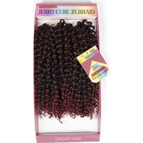 Eunice 3piece/Pack Kinky Curly Synthetic Hair Braids Bundles 10Inch 210gram Black Burgundy Marlibob AfroHair For Women