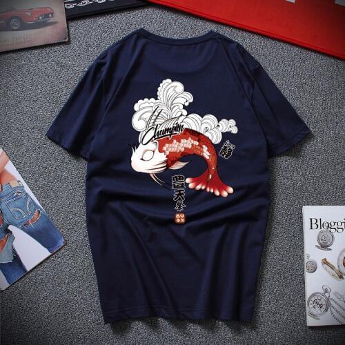Summer Mens T-Shirt Chinese Style Squid Print Short Sleeve High Quality Cotton Short Sleeve T-Shirt