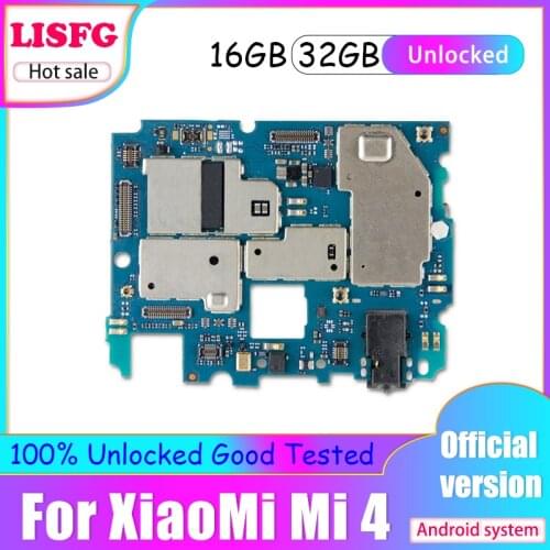 Good Tested Motherboard For Xiaomi 4 MI 4 16GB 64GB Motherboard 100% Unlocked Original For Xiaomi 4 MI4 Logic Board Main board