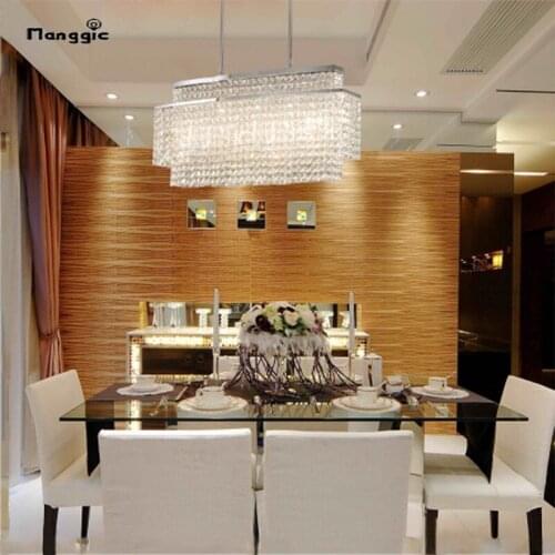 Dining Room K9 Crystal Chandelier Rectangle Led Chandelie Suspend Lamp Hanging Light Metal Drop Gold For Living Room Lamp