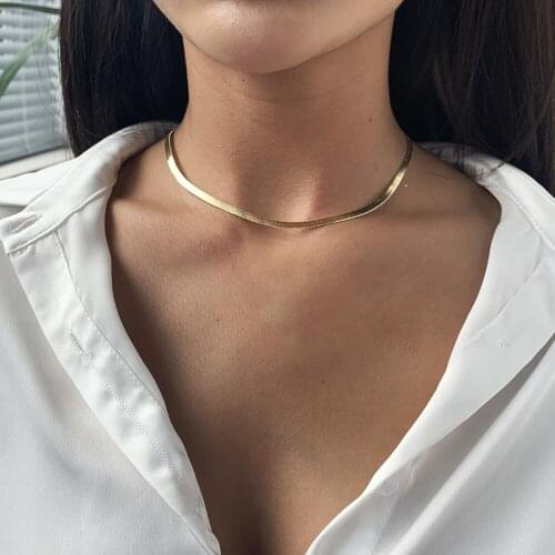 Fashion Snake Chain Gold Color Choker Necklace For Women Gothic Clavicle Collares Punk Necklaces Jewelry