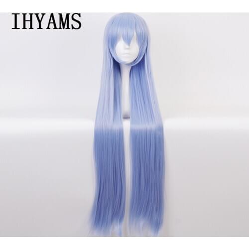My Hero Academia Nejire Hado Hadou 110cm Long Soft Blue Straight Synthetic Heat Resistant Hair Cosplay Costume Wig