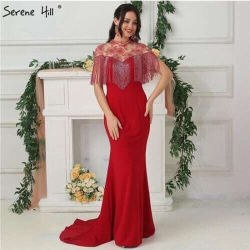 Muslim long Pink Tassel Mermaid Formal Evening Party Prom Gown Dress Robe Soiree Kaftan Dubai Lebanon Dresses Galajurk BLA6569