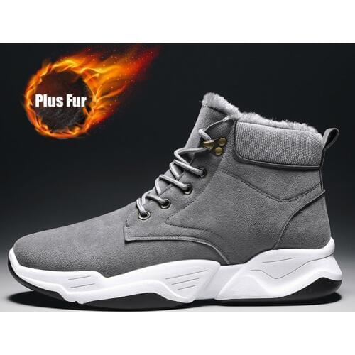 Sooneeya Men 2019 Fashion Brand Fur Botas Man Black Ankle Plush Winter Warm Boots Men Outdoor Lace-Up High Quality Mens Boots