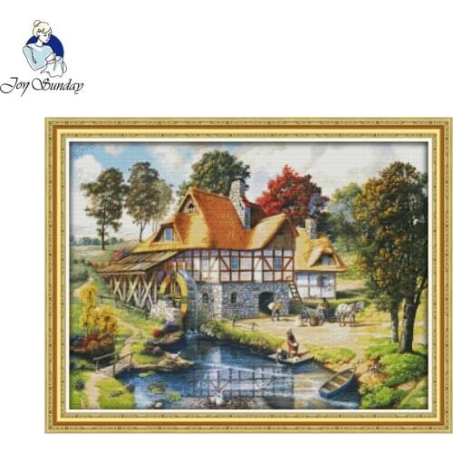 Joy Sunday Home Decor Diy Painting Counted Print on Canvas Set 11CT 14CT Needlework Embroidery Cross Stitch Kits Mill Patterns
