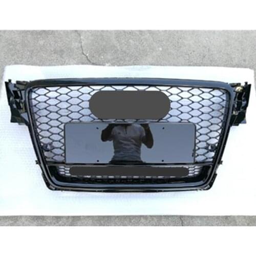 Front Sport Hex Mesh Honeycomb Hood Grill Gloss Black for Audi A4/S4 B8 2009 2010 2011 2012 For RS4 Style For quattro style
